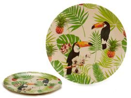 PLATO LLANO FIBRA BAMBU HOJAS 25 CM