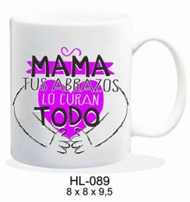 TAZA CERAMICA 237ML MENSAJE MAMA TUS ABRAZOS