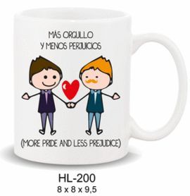 TAZA MENSAJE MAS ORGULLO Y MENOS PERJUICIOS HOMBRE