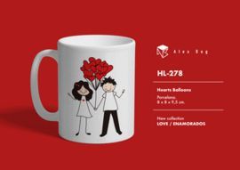 TAZA EMNAMORADOS LOVE WITH BALLOONS