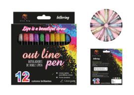 SET 12 ROTULADORES OUTLINER BICOLOR NEON PASTEL