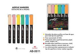 ESTUCHE ACRILICOS GAMA ARTIST 6 COLORES PASTEL