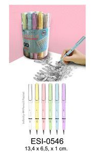 BOTE PVC 30 LAPICES INFINITOS 6 COLORES PASTEL