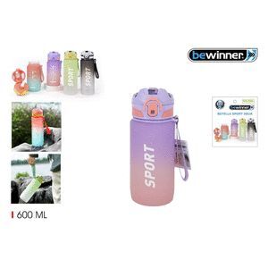 BOTELLA SPORT MULTICOLOR PAJITA 600ML BEWINNER SUR