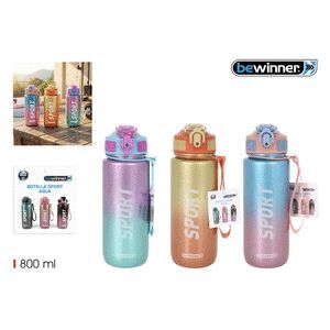 BOTELLA SPORT METALIZADA 800ML BEWINNER SURTIDO