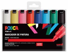MARCADORES UNI POSCA PC8K ESTUCHE 8 COLORES BASICO