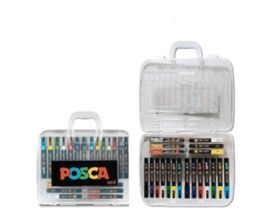 MALETIN PLASTICO 20 MARCADORES POSCA SURTIDOS