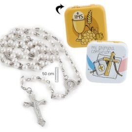 ROSARIO PERLA BLANCA EN LATA PRIMERA COMUNION