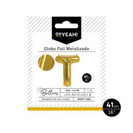 GLOBO POLIAMIDA LETRA T 41CM-16 ORO METALIZADO 1 U
