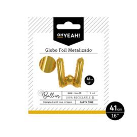 GLOBO POLIAMIDA LETRA W 41CM-16ORO METALIZADO 1 UD