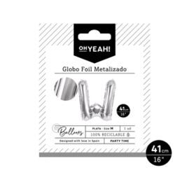 GLOBO POLIAMIDA LETRA W 41CM-16 PLATA METALIZADO 1