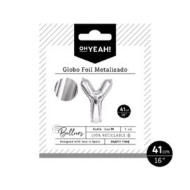 GLOBO POLIAMIDA LETRA Y 41CM-16 PLATA METALIZADO 1