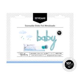GLOB POLIAM PALABRA BABYAZUL PASTEL METALIZ 107CM-