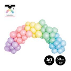 SET ARCO DE GLOBOS COLORES SURTIDOS PASTEL LATEX 4