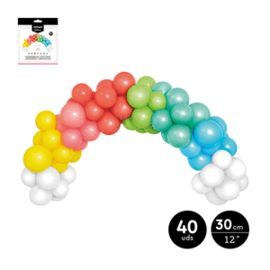 SET ARCO DE GLOBOS RAINBOW COLOR SURTIDO LATEX 40