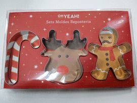 SET MOLDES REPOSTERIA RENO, BASTON Y GALLETA NAVID