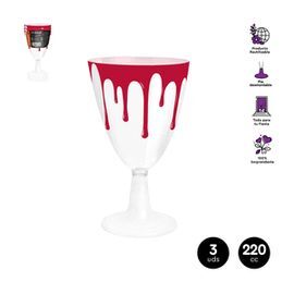 COPAS HALLOWEEN SANGRE PIE TRANSPARENTE 220CC 3 UD