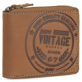 CARTERA HOMBRE VINTAGE CON CREMALLERA MARRON