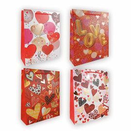 PAQUETE 12 BOLSA PAPEL 42X30X12CM GRANDE CORAZONES