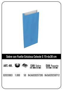 SOBRE CELULOSA S 15+6X30 CELESTE PAQUETE 25 UDS