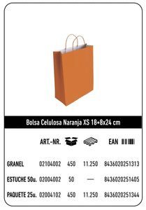 BOLSA CELULOSA XS 18+8X24 NARANJA