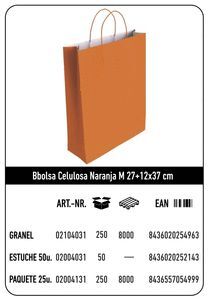 BOLSA CELULOSA M 27+12X37 NARANJA