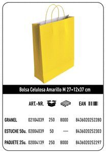 BOLSA CELULOSA M 27+12X37 AMARILLO