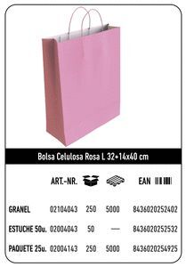 BOLSA CELULOSA L 32+14X40 ROSA
