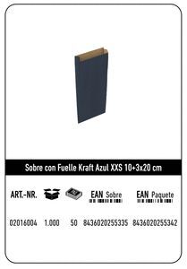 SOBRE KRAFT XXS 10+3X20 AZUL PAQUETE 25 UDS