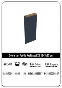 SOBRE KRAFT XS 12+3X25 AZUL PAQUETE 25 UDS