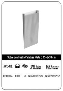 SOBRE CELULOSA S 15+6X30 PLATA PAQUETE 25 UDS
