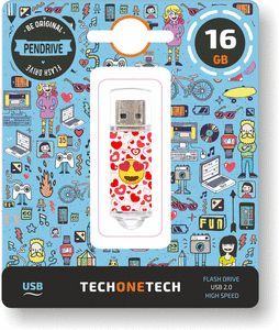 MEMORIA USB 16 GB PENDRIVE EMOJITECH HEART-EYES