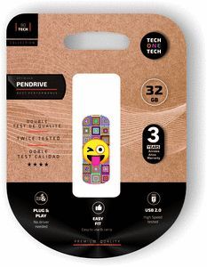 PENDRIVE 32 GB CLIPTECH EMOJI GUIÑO