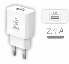 CARGADOR TECH ONE TECH BASIK 2,4A BLANCO (USB-A)