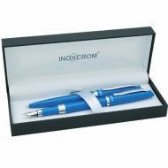 JUEGO BOLIGRAFO Y PLUMA PRIME AZUL