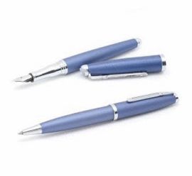 JUEGO BOLIGRAFO Y PLUMA MISTRAL AZUL