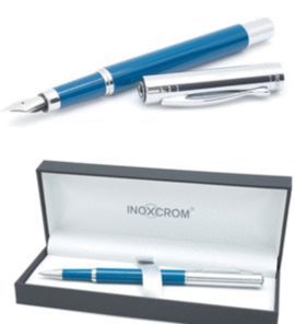 JUEGO BOLIGRAFO Y PLUMA VISTA AZUL
