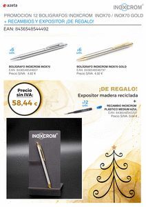 PROMOCION 12 BOLIGRAFOS INOXCROM INOX70/ INOX70 GO