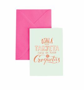 TARJETA FELICITACION A6 CON SOBRE PLATO CROQUETAS