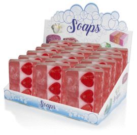 EXPOSITOR 14 JABON EN FORMA DE CORAZON 140G