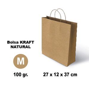 BOLSA KRAFT M 27X12X37 100G LISO KRAFT 25 UNIDADES