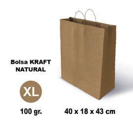BOLSA KRAFT XL ASA RIZADA MARRON KRAFT 40X18X43 10