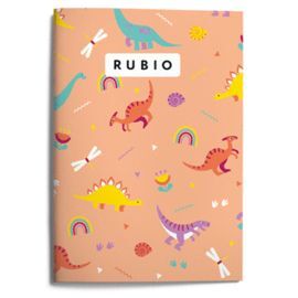 LIBRETA A5 80GR DINO MELOCOTON 4MM RUBIO