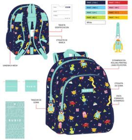 MOCHILA INFANTIL MONSTRUOS AZUL RUBIO