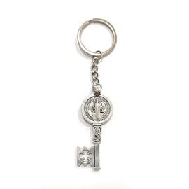 LLAVERO METAL LLAVE SAN BENITO BAÑO PLATA 50MM