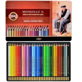 CAJA METALICA LAPICES ACUARELABLES MONDELUZ. 36 CO