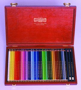 CAJA MADERA LAPICES COLORES POLYCOLOR. 36 COLORES