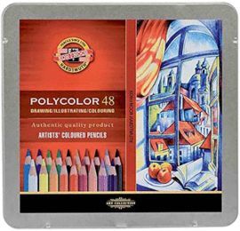 CAJA METALICA LAPICES COLORES POLYCOLOR. 48 COLORE