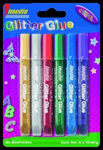 PEGAMENTO IMEDIO GLITTER GLUE 10ML ORIGINAL 6 COLO