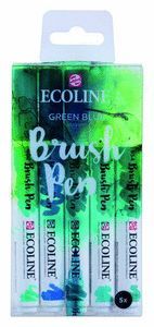 MARCADOR ECOLINE BRUSHPEN VERDE AZUL 5 UNIDADES